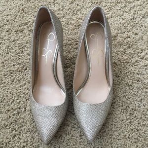 Jessica Simpson gold heels worn once